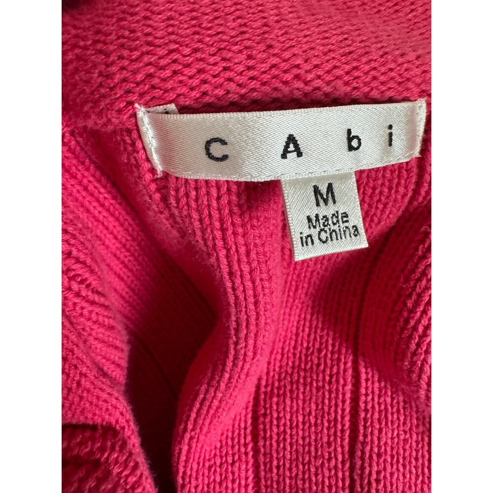 CAbi Pink Ribbed Knit Cardigan Ruffle Collar Button Front Medium - Picture 7 of 9